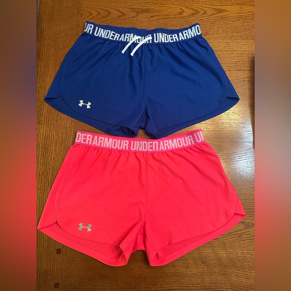 2 pair of Under Armour Blue and Pink Athletic Shorts Lightweight Design size S